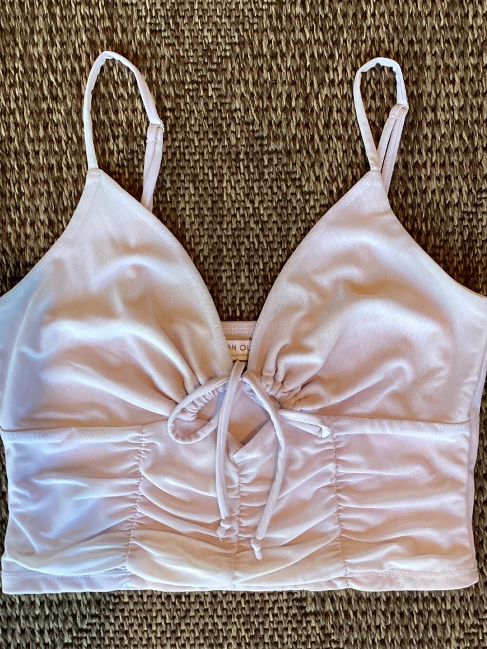 Urban Outfitters Blush Colored Tank Top With Ruched Drawstring Detail - Medium